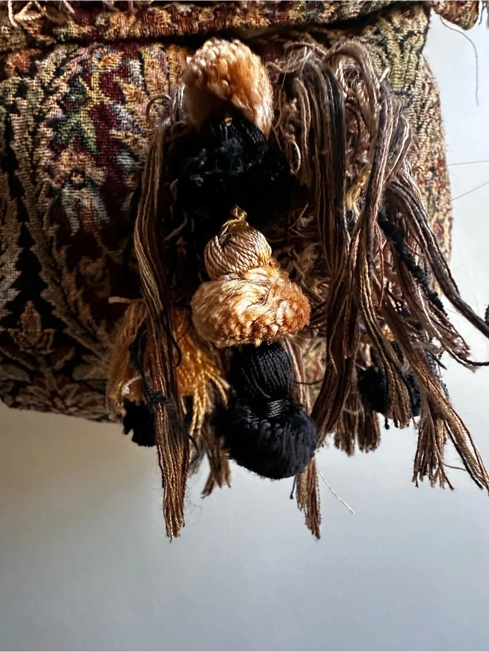 Vintage/Handcrafted Tapestry Shoulder Bag-Made with R.E Thibaut Designer Textile